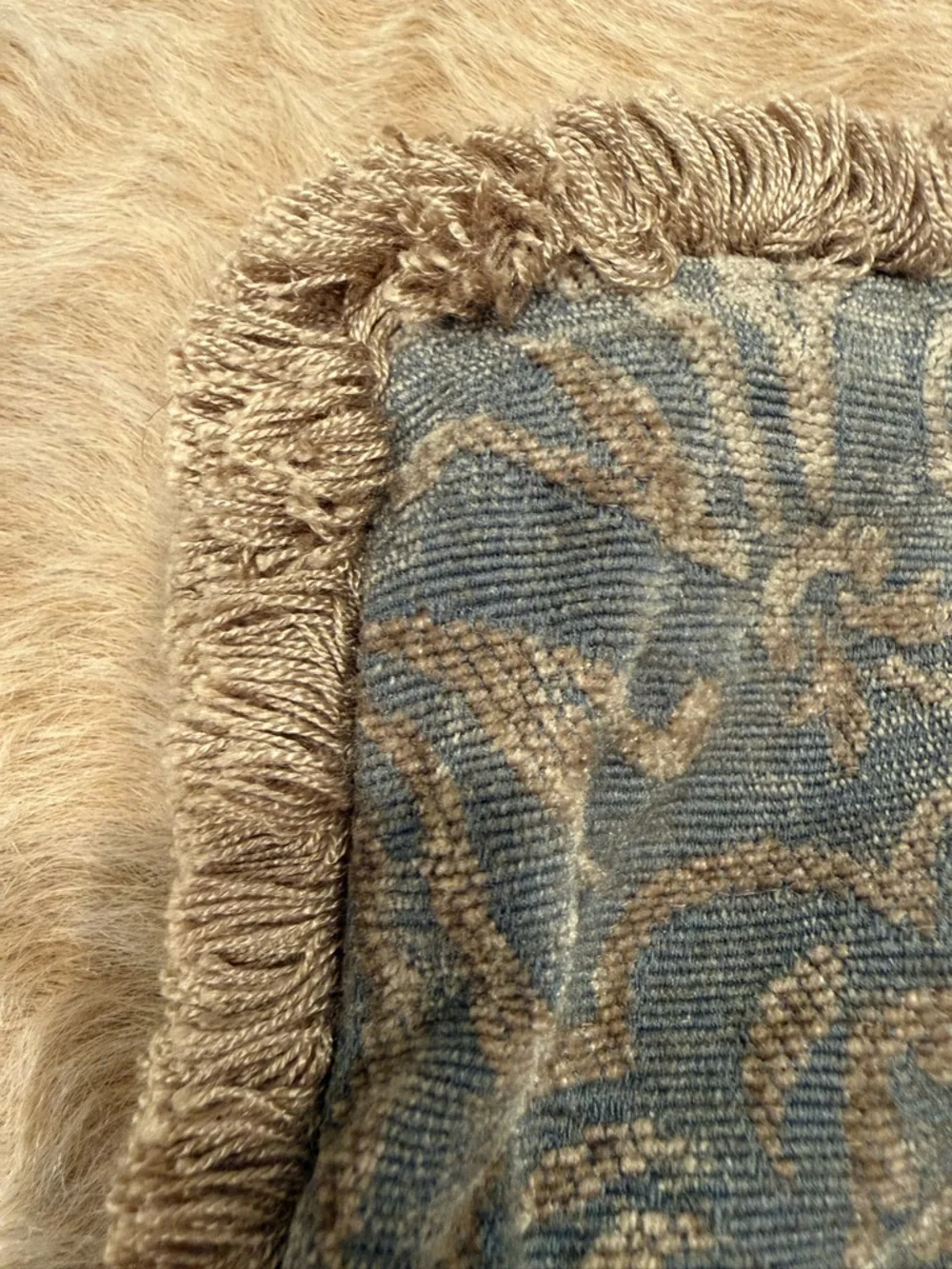 Restoration Hardware gray/blue and Taupe Damask Pillow Covers with Trim-set of 2